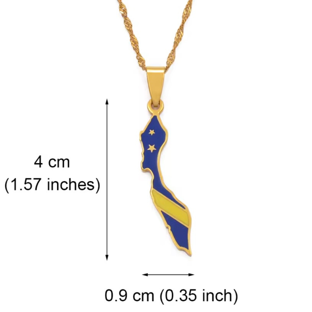 COLLAR MAPA CURACAO BANDERA DE COLOR