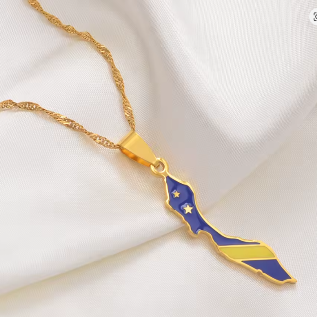 COLLAR MAPA CURACAO BANDERA DE COLOR