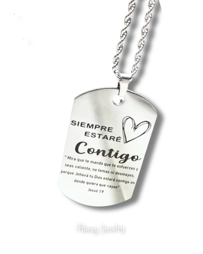 COLLAR PLACA MILITAR PERSONALIZADA CON TEXTO