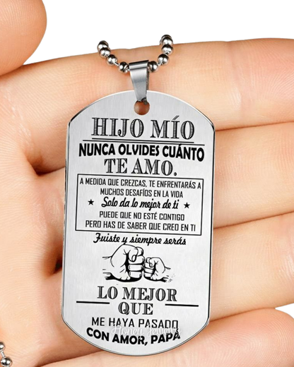 COLLAR PLACA MILITAR PERSONALIZADA CON TEXTO