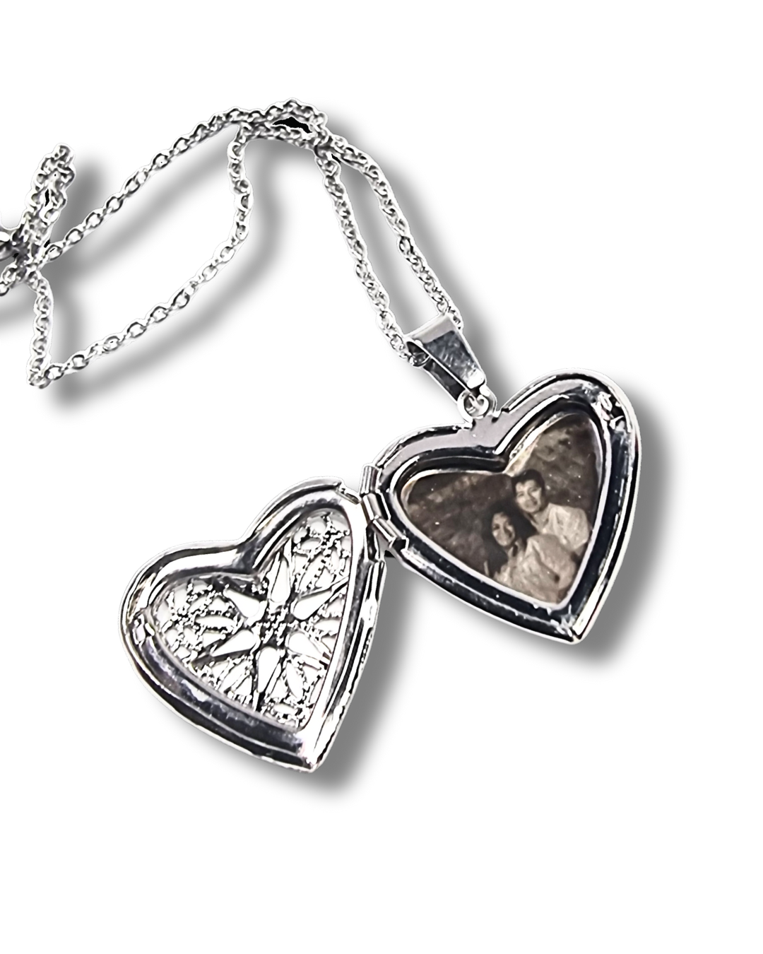 Collar Relicario corazón calado estrella  - Fotograbado