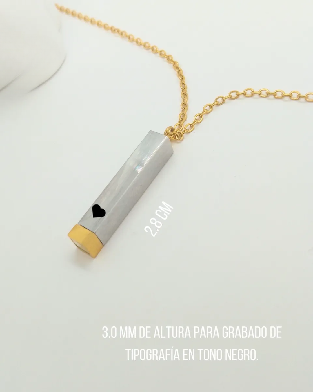 COLLAR BARRA OCULTA CON GRABADO LASER 360°