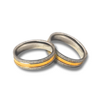 Two-tone frosted silver couple rings