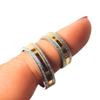 Two-tone frosted silver couple rings