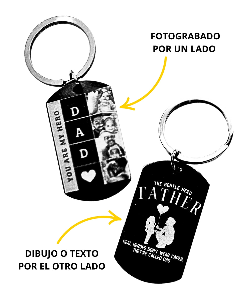 Llavero Placa para Papá con Fotograbado Tipo Collage