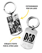 Llavero Placa para Papá con Fotograbado Tipo Collage