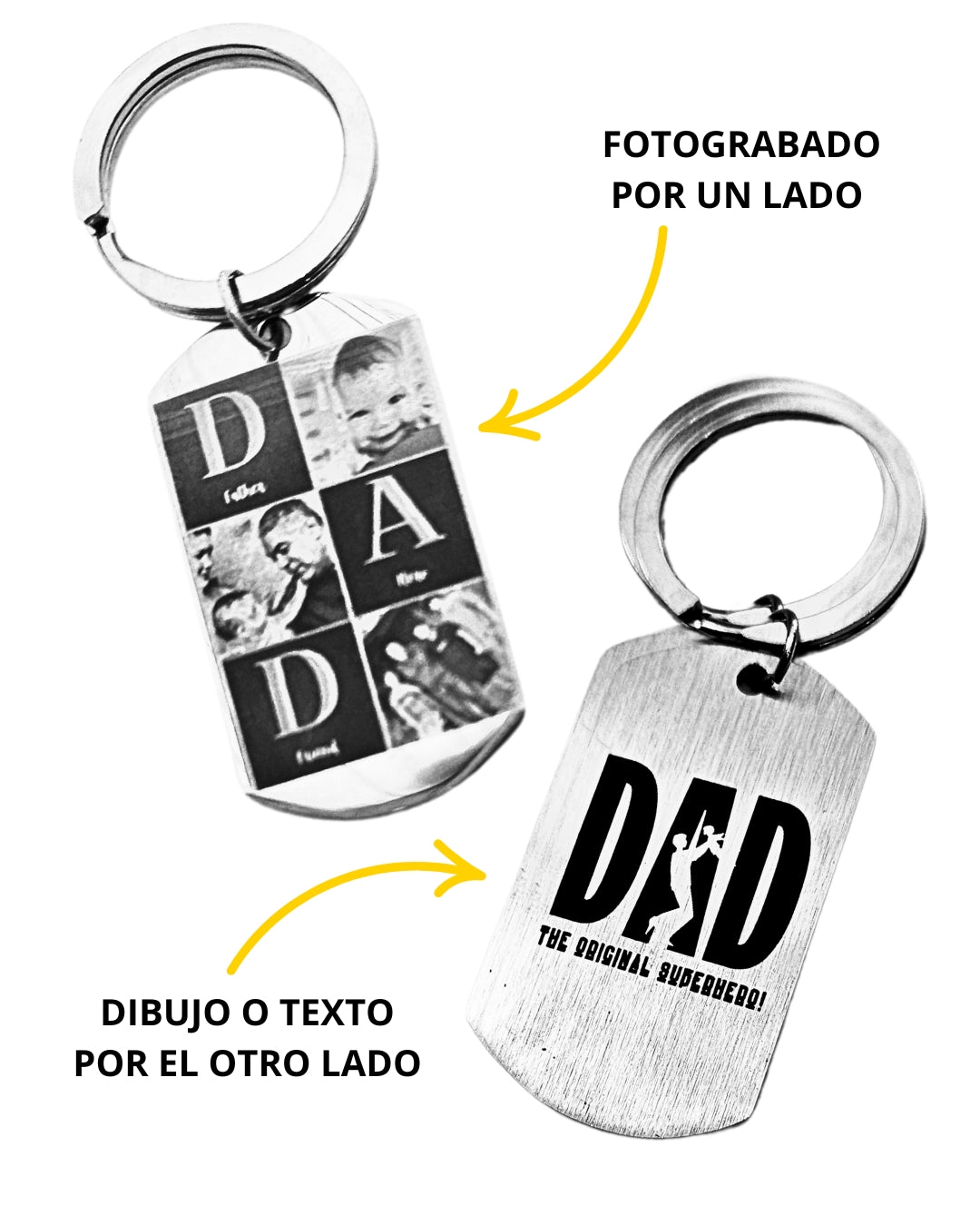 Llavero Placa para Papá con Fotograbado Tipo Collage