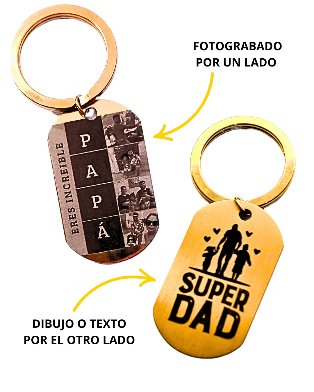Llavero Placa para Papá con Fotograbado Tipo Collage