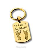 LLAVERO PLACA CON HUELLAS ORIGINALES DE TU DE BEBÉ