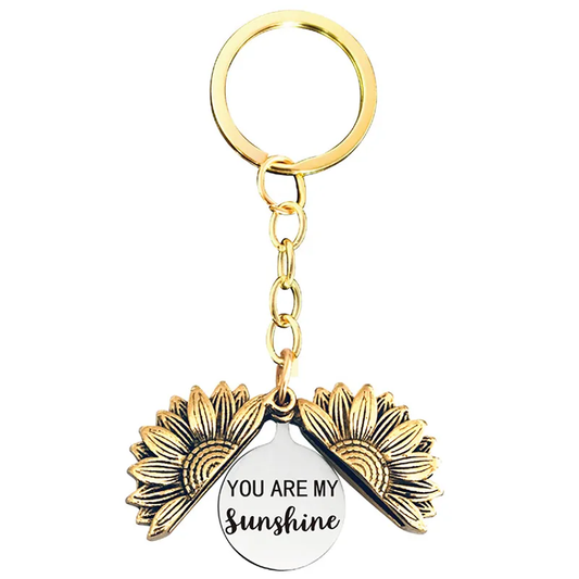 Sunflower keychain with laser photoengraving