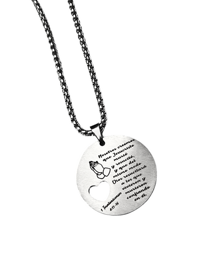 COLLAR PLACA REDONDA CON TEXTO PERSONALIZADO