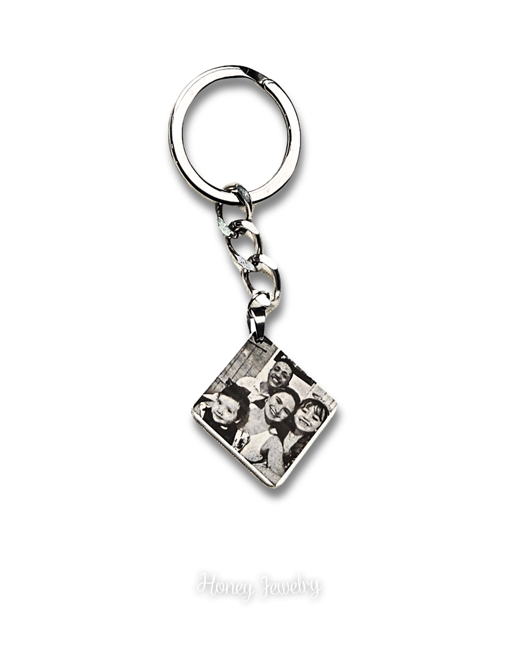 LLAVERO PLACA ROMBO CON FOTOGRABADO