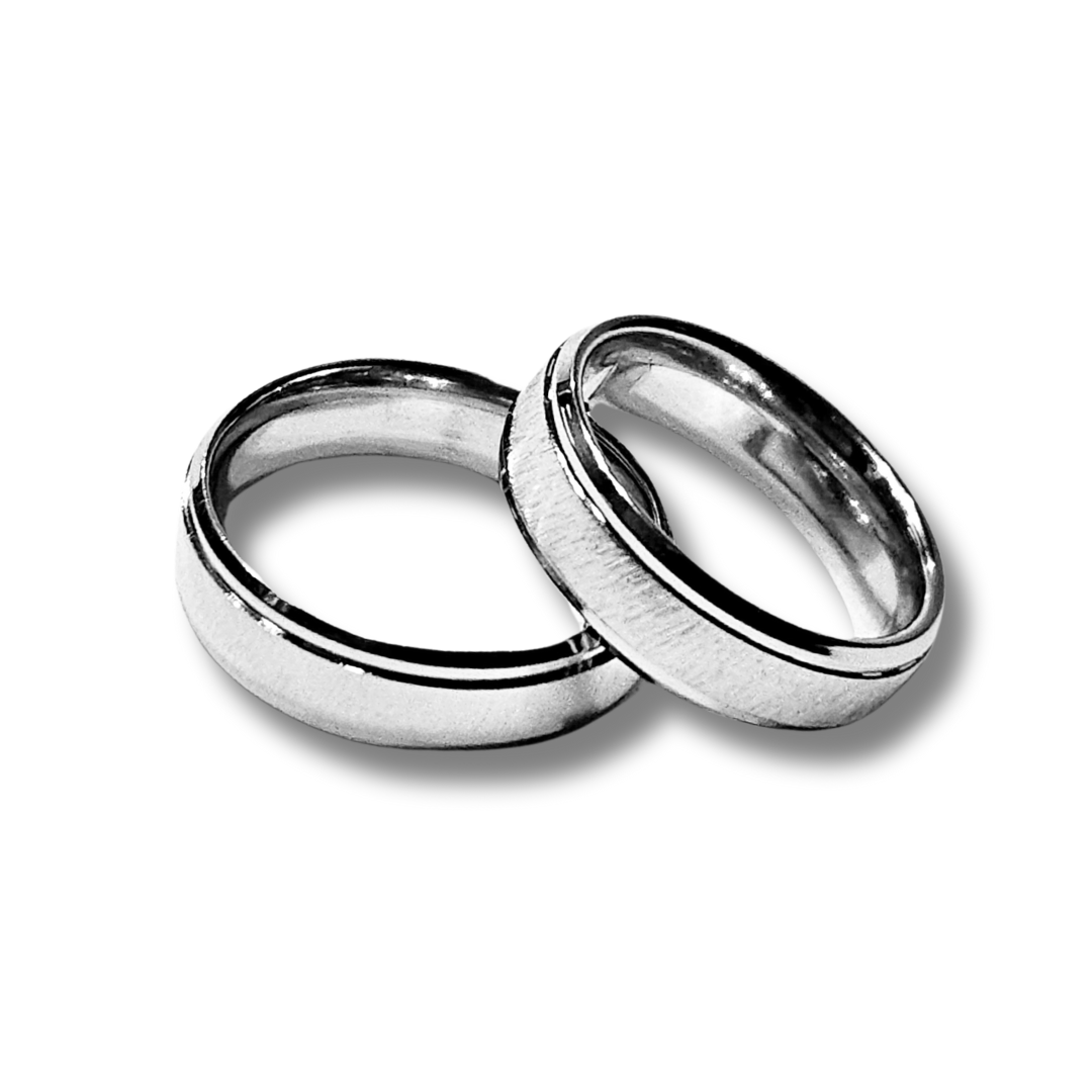 DUO DE ANILLOS PARA PAREJA MATIZADOS - ULTIMAS TALLAS