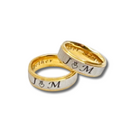 Two-tone matte and satin + zircon couple rings