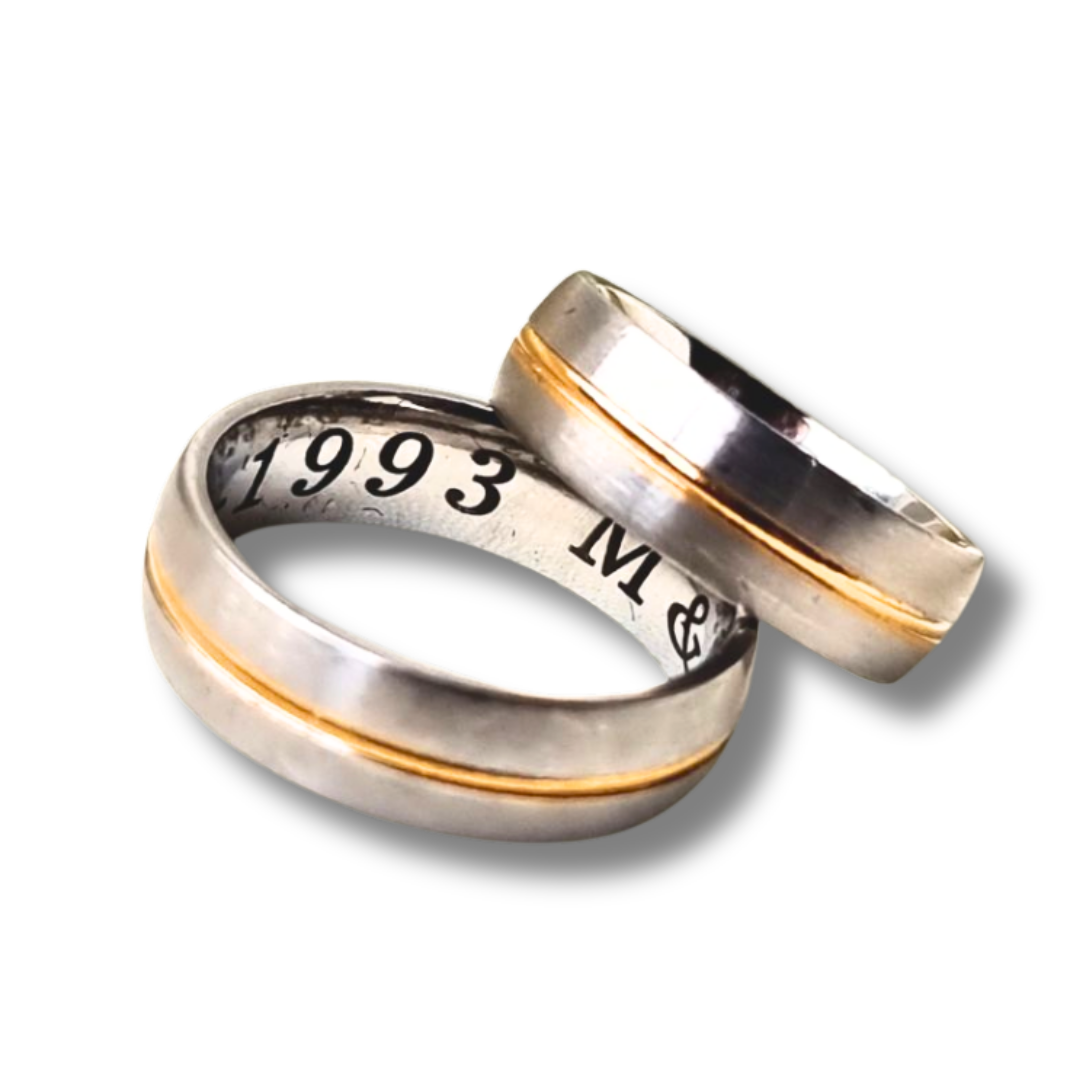 DUO DE ANILLOS PARA PAREJA LINEA DORADA