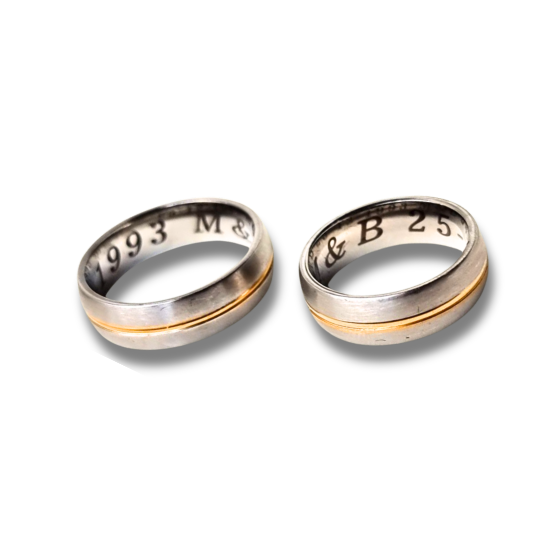 DUO DE ANILLOS PARA PAREJA LINEA DORADA