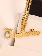 COLLAR CON NOMBRE CLÁSICO CON CIRCON EN INICIANL Y CADENA GRUESA