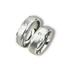 Matte and satin silver + zircon couple rings (last sizes)