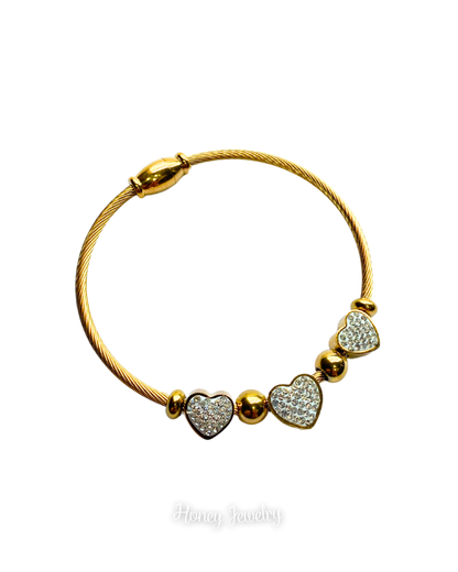 Pulsera dijes movibles 3 corazones