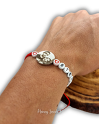 PULSERA PLACA REDONDA CON FOTGRABADO + LETRAS ACRILICAS