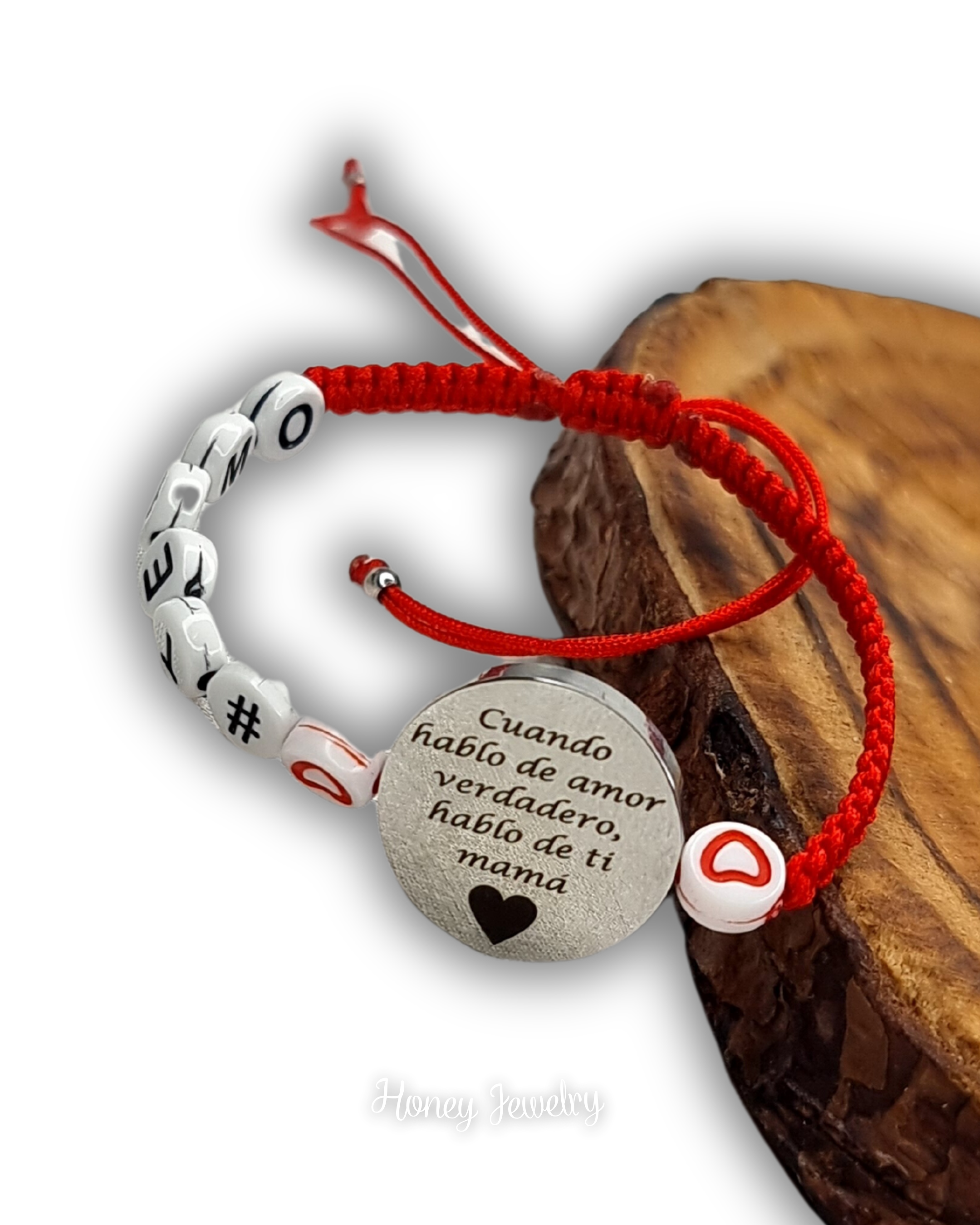 PULSERA PLACA REDONDA CON FOTGRABADO + LETRAS ACRILICAS