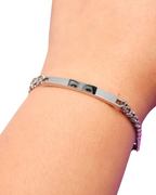 Bracelet with baguette zircons and heart pendant