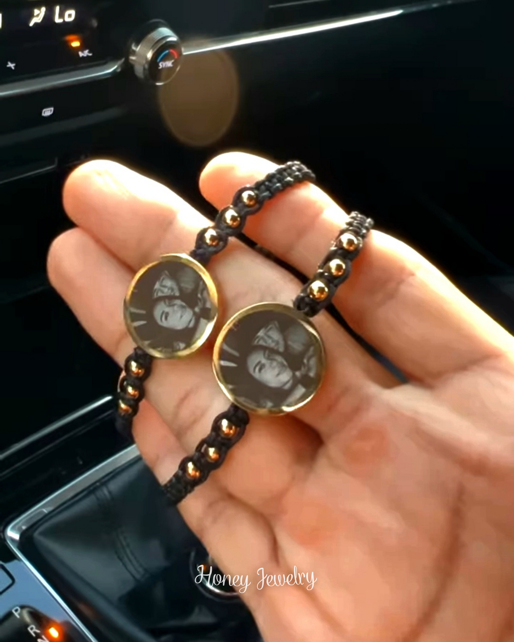 PULSERA TEJIDA CON FOTOGRABADO PARA PAREJA