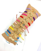 Round pendant bracelet with fully woven anti-allergic thread - laser photoengraving