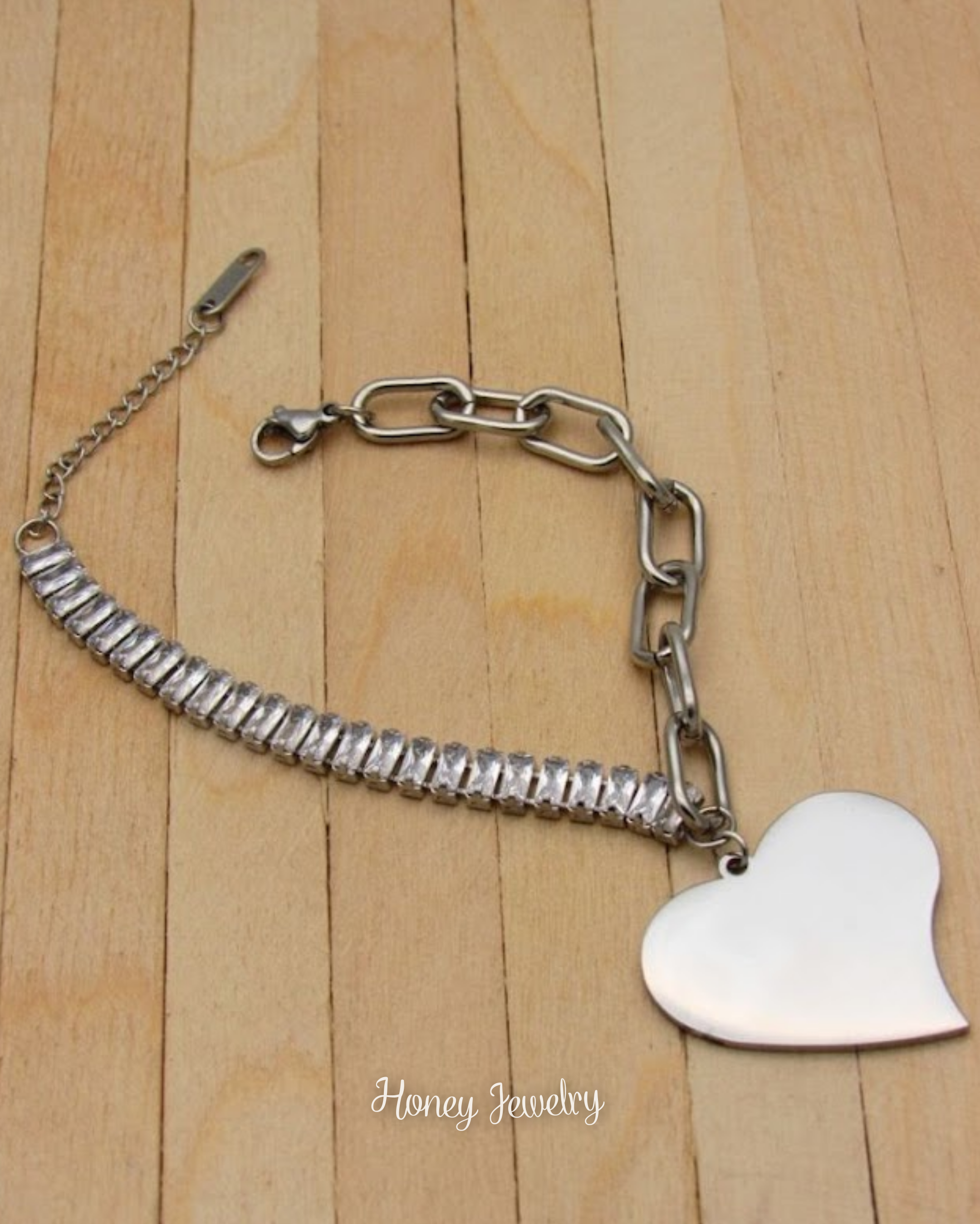 PULSERA CIRCONES Y DIJE CORAZON PERSONALIZADO