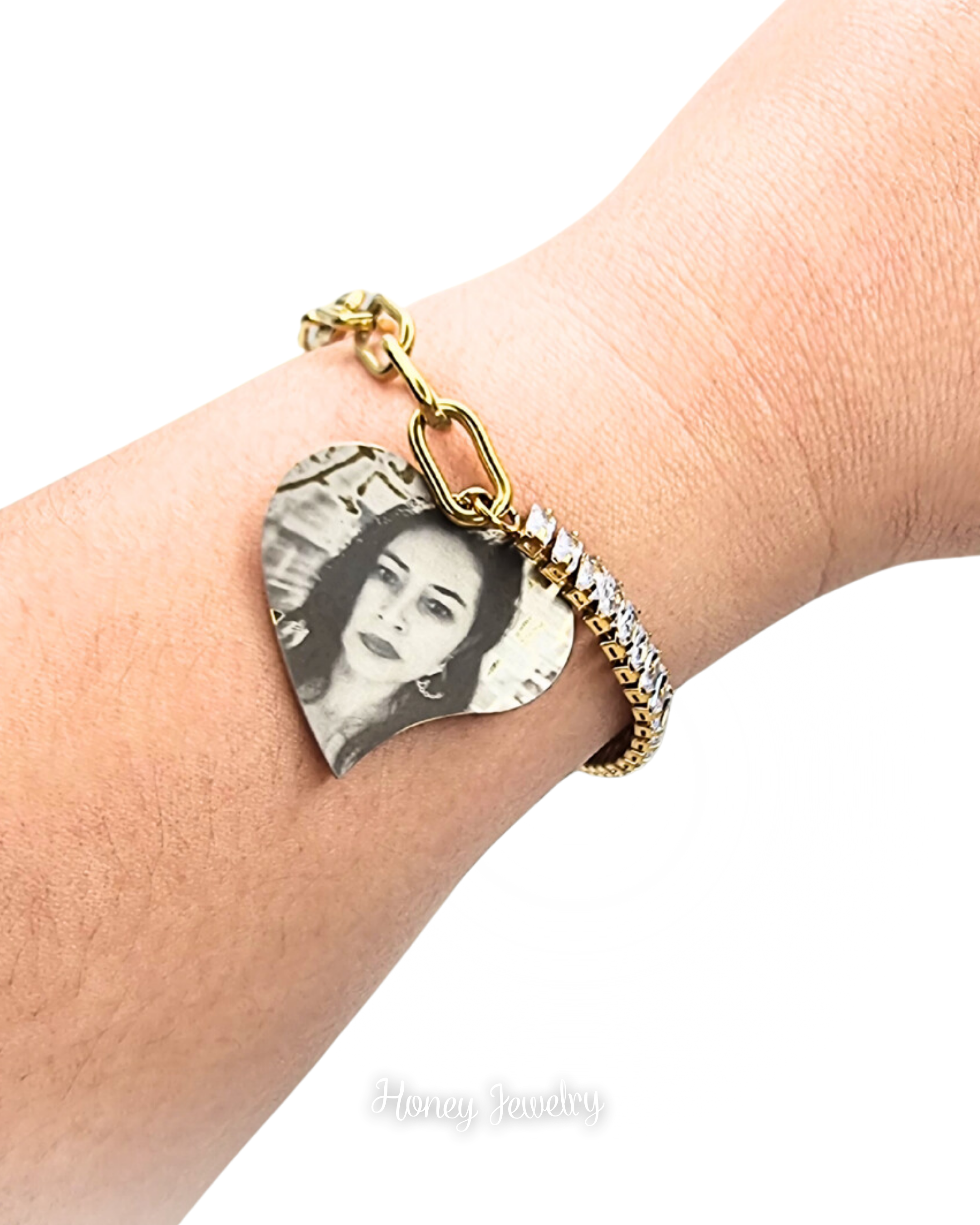 PULSERA CIRCONES Y DIJE CORAZON PERSONALIZADO