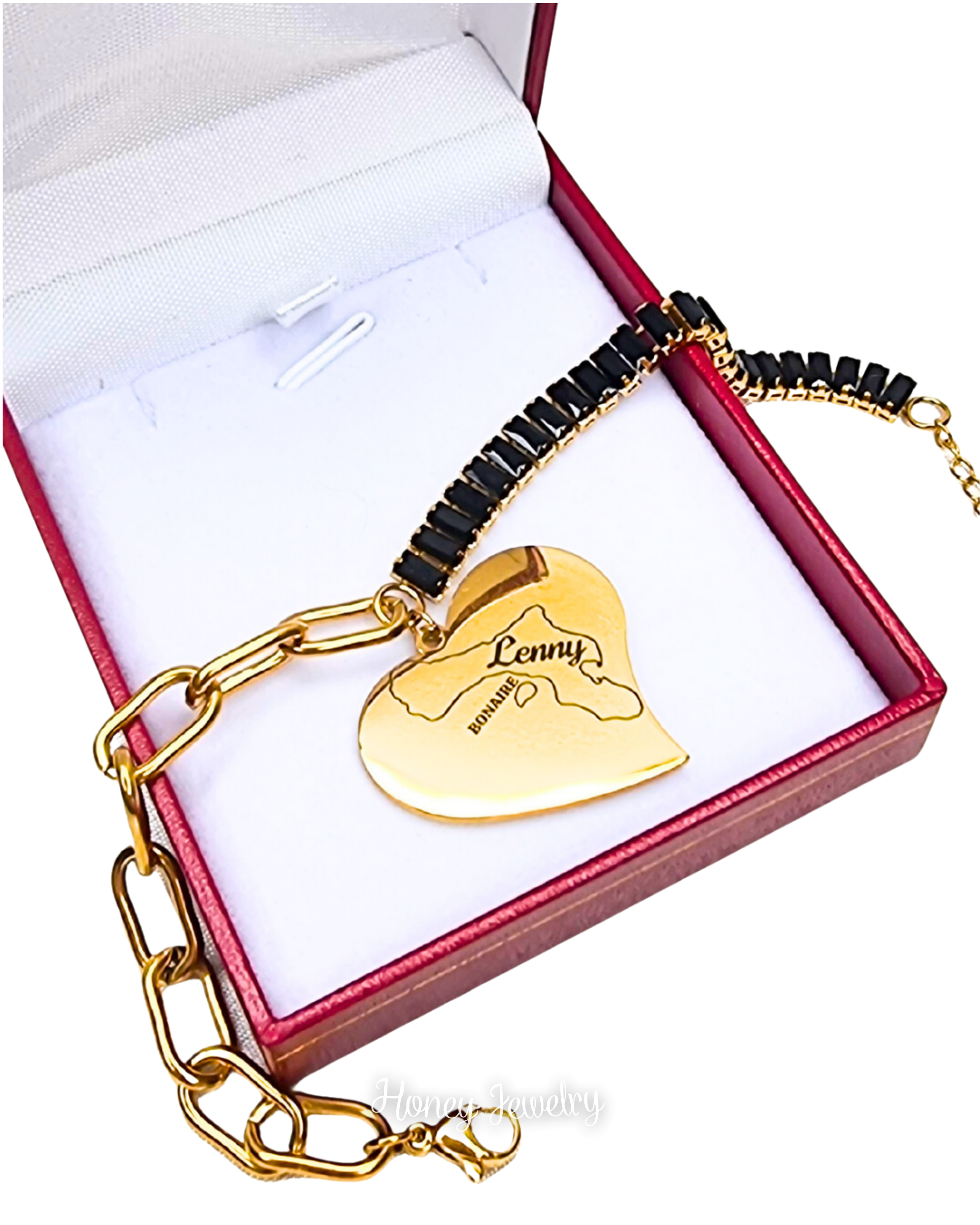 PULSERA CIRCONES Y DIJE CORAZON PERSONALIZADO