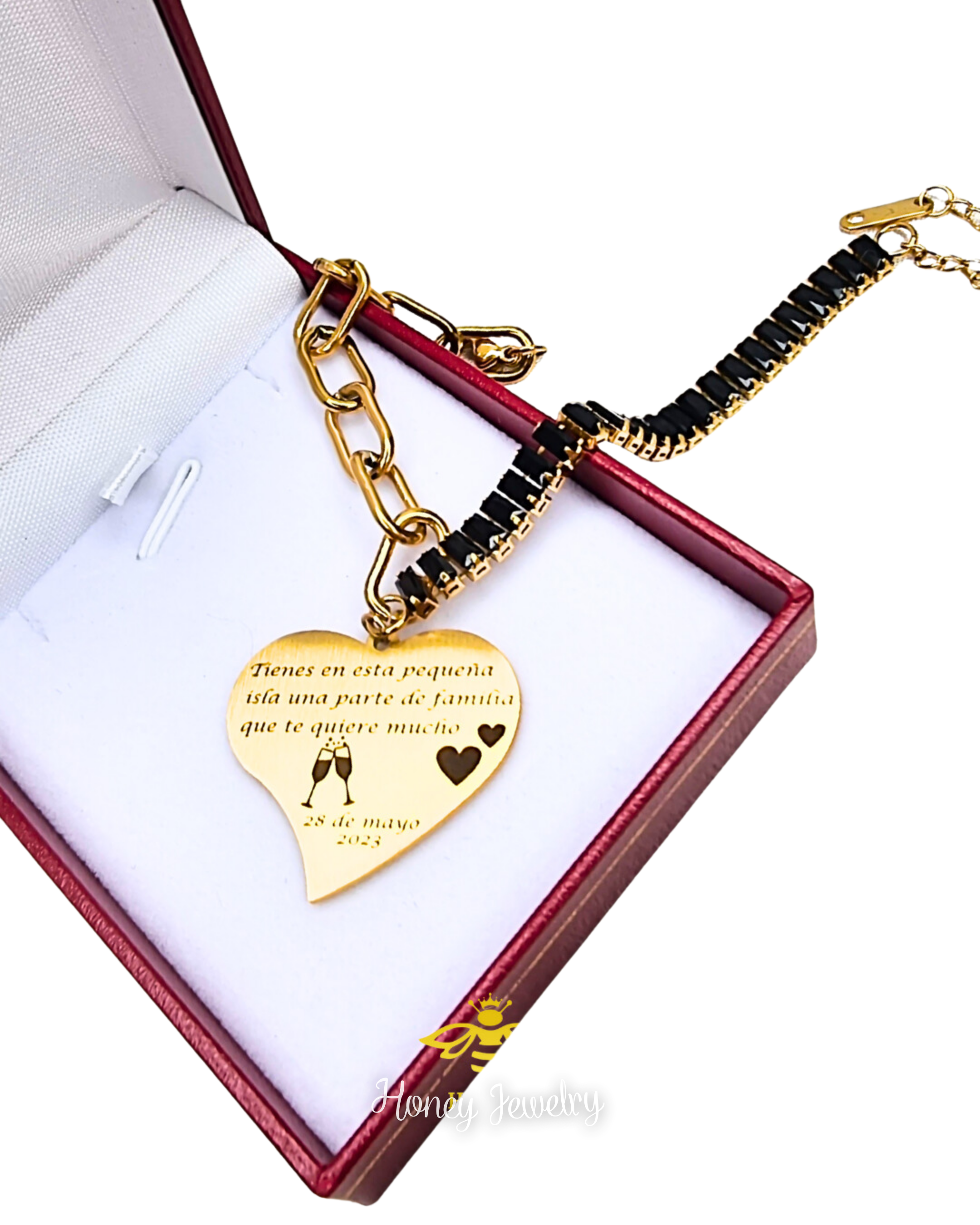 PULSERA CIRCONES Y DIJE CORAZON PERSONALIZADO