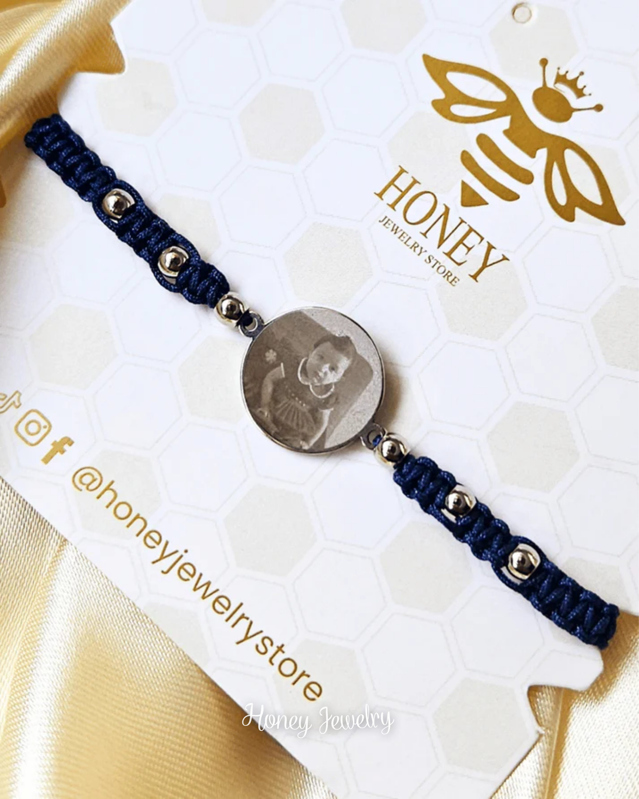 PULSERA MINI PLACA REDONDO CON FOTOGRABADO