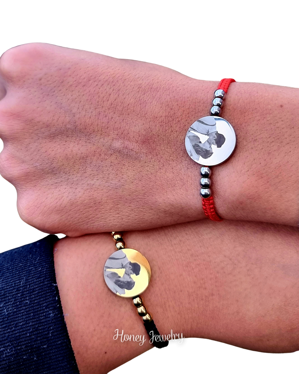 PULSERA TEJIDA CON FOTOGRABADO PARA PAREJA