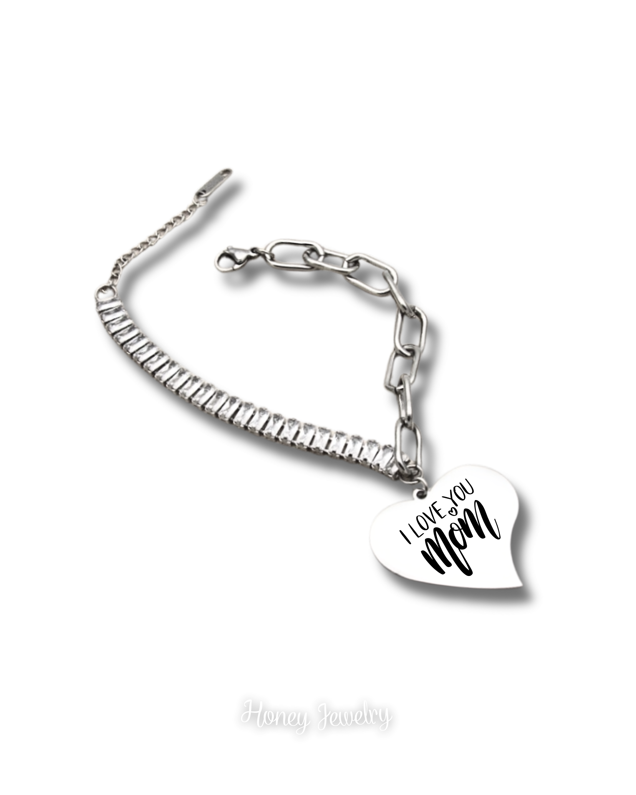 PULSERA CIRCONES Y DIJE CORAZON PERSONALIZADO