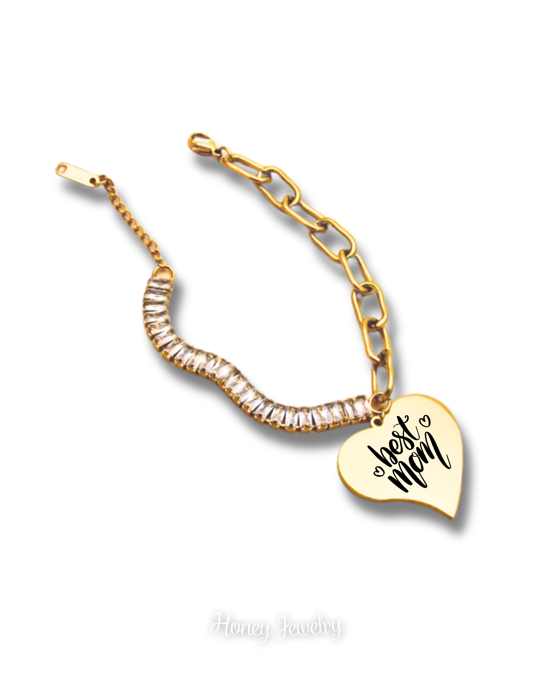 PULSERA CIRCONES Y DIJE CORAZON PERSONALIZADO