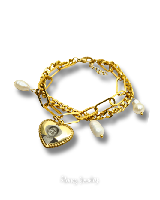 Pandora double chain bracelet + heart pendant