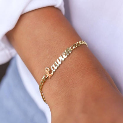 PULSERA CON NOMBRE CON CADENA GRUESA