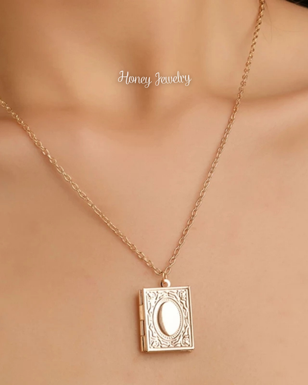 Boek medaillonketting met rand