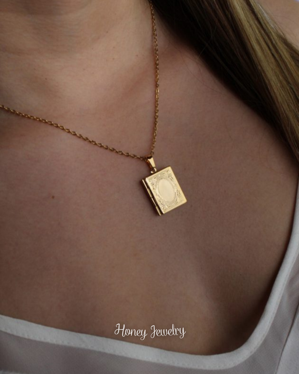 Boek medaillonketting met rand