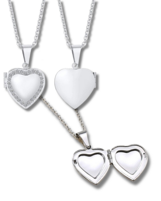 Mirror heart locket necklace