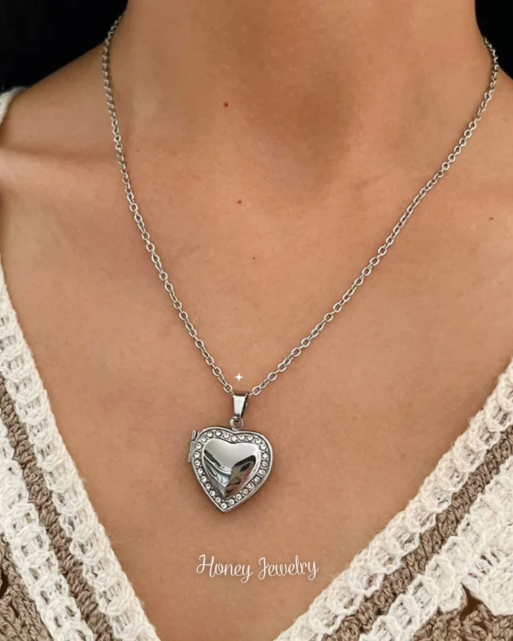 Collar Relicario corazón con circones