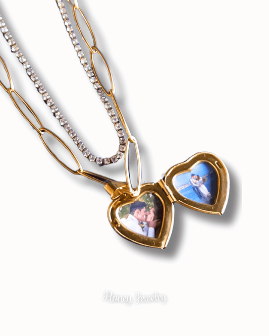 Mirror heart locket necklace