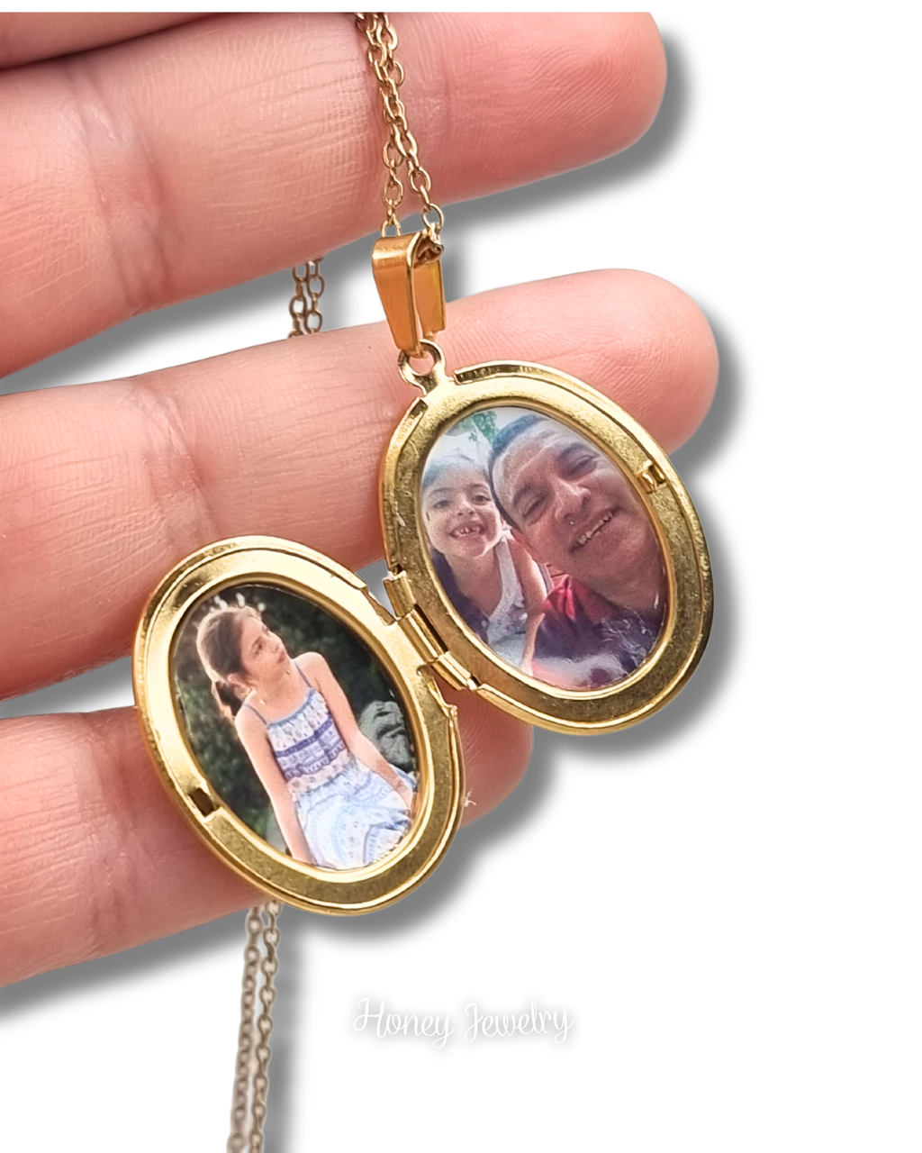 Smooth oval locket necklace - photo-etched