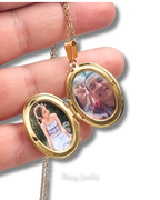 Smooth oval locket necklace - photo-etched