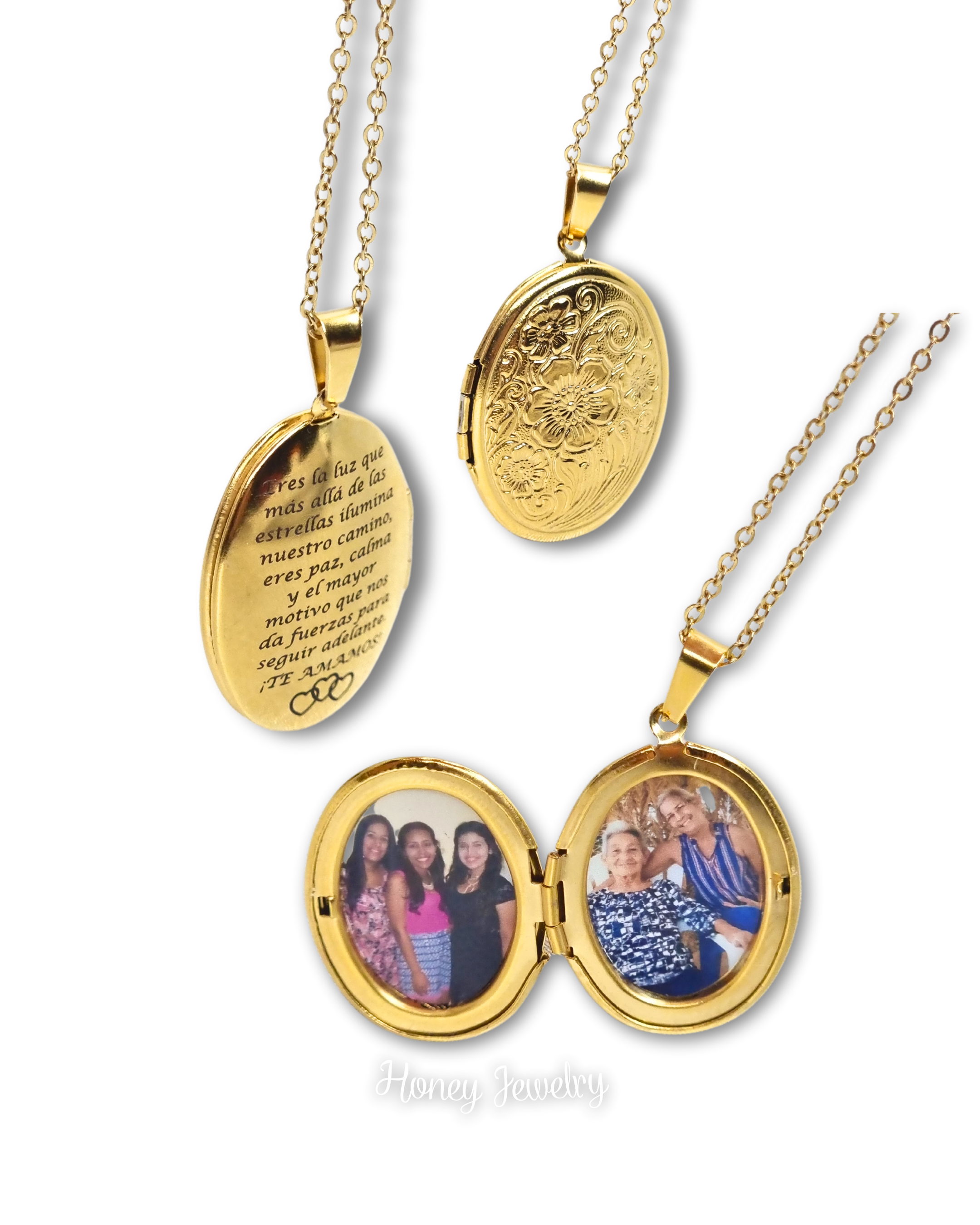 Collar Relicario ovalado flores