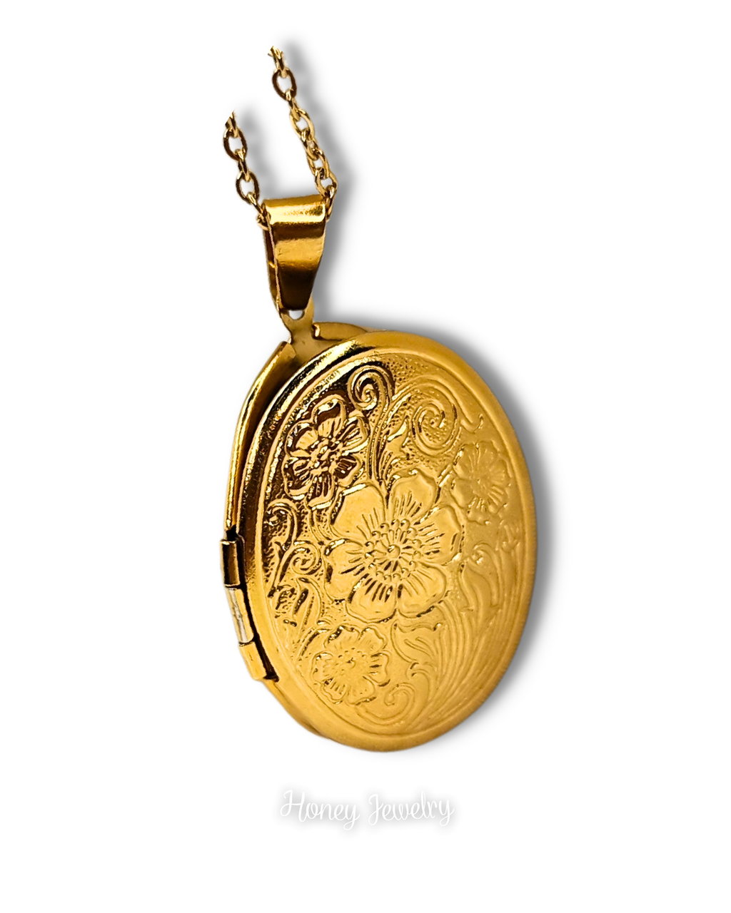 Smooth oval locket necklace - photo-etched