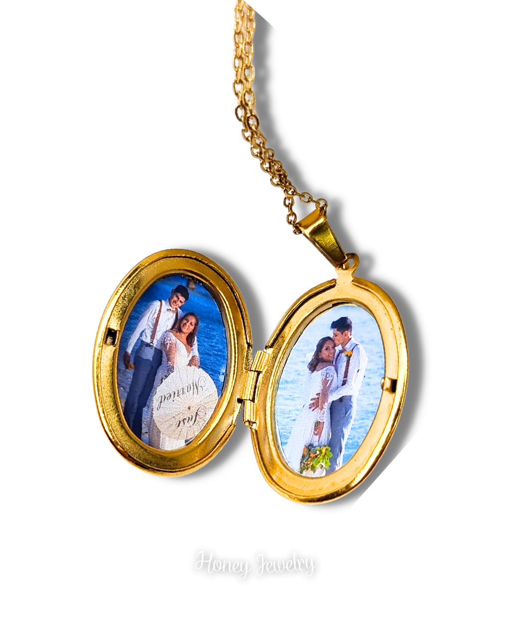 Smooth oval locket necklace - photo-etched