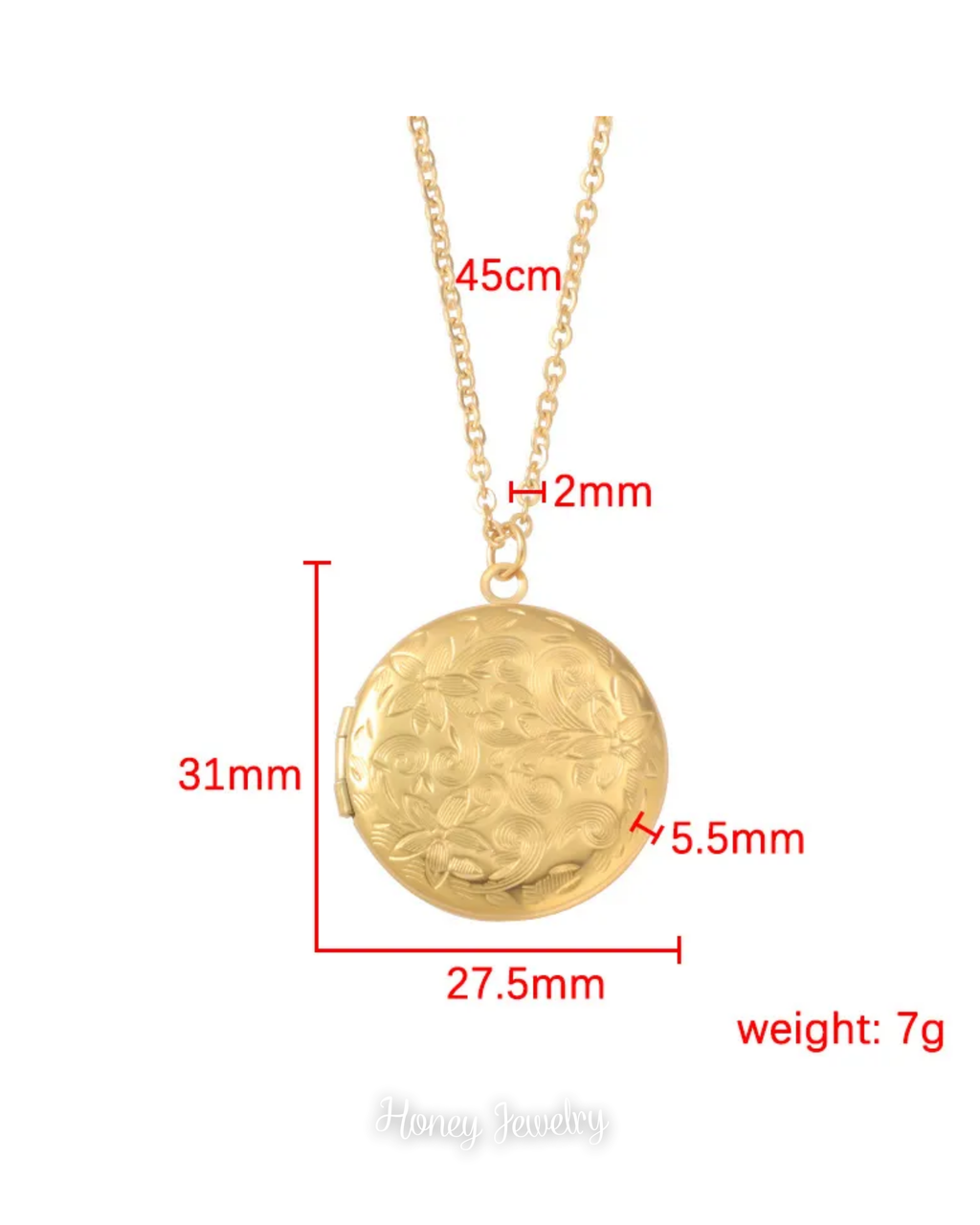 Ronde medaillonketting met bloemen