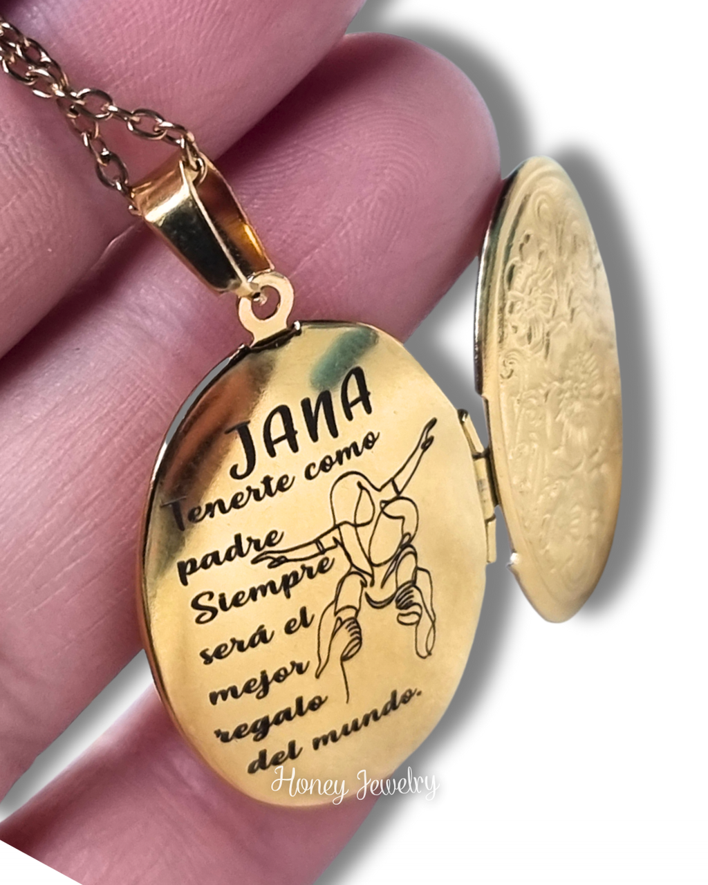 Smooth oval locket necklace - photo-etched